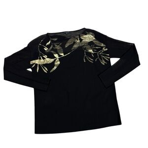 Black and Gold Leaf Pattern Sweater